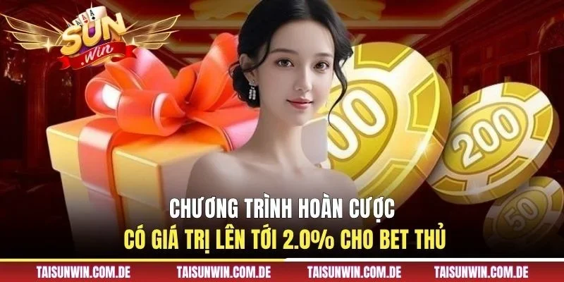 Chương trình hoàn cược có giá trị lên tới 2.0% cho bet thủ